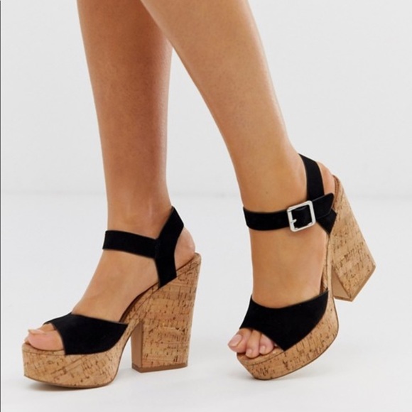 Steve Madden Shoes - Steve Madden Jess Leather Chunky Platform Heels Black …